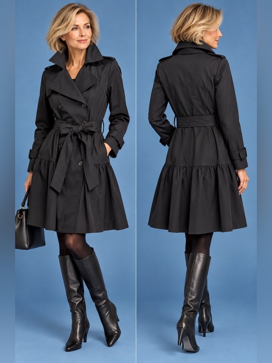 Peperosa Jackets & Blazers - Peperosa Black Belted Trench Coat – Size Medium